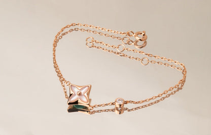 [valéa jewellery]STAR PINK MOP 1 DIAMOND PINK GOLD NECKLACE