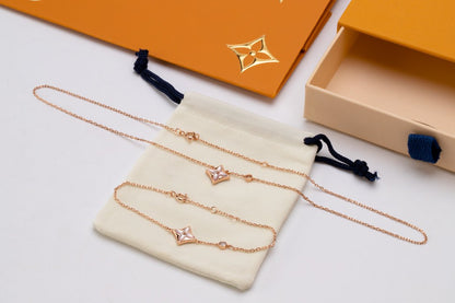 [valéa jewellery]STAR PINK MOP 1 DIAMOND PINK GOLD NECKLACE