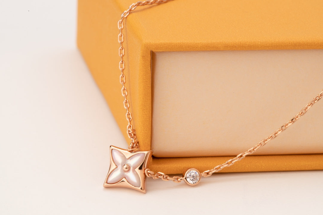 [valéa jewellery]STAR PINK MOP 1 DIAMOND PINK GOLD NECKLACE