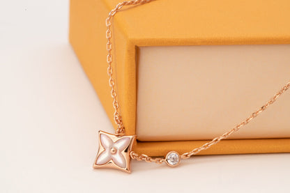 [valéa jewellery]STAR PINK MOP 1 DIAMOND PINK GOLD NECKLACE