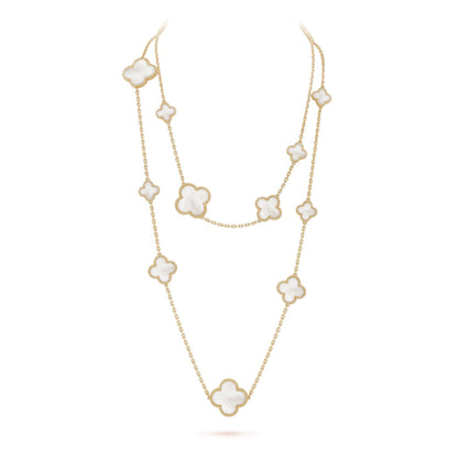 [Valéa jewellery]CLOVER 16 MOTIF WHITE MOP GOLD NECKLACE