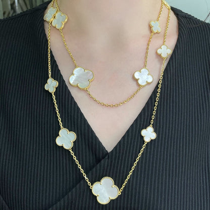 [Valéa jewellery]CLOVER 16 MOTIF WHITE MOP GOLD NECKLACE