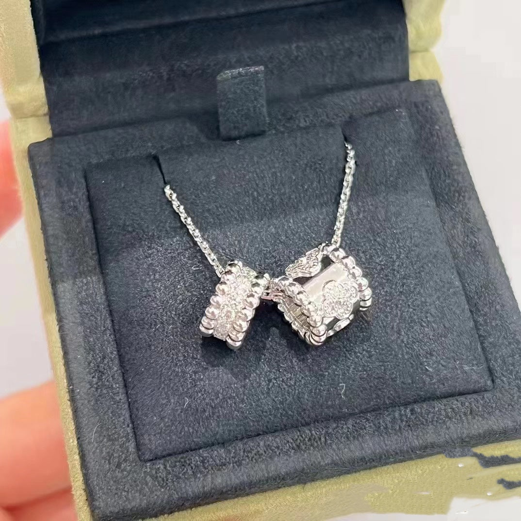 [Valéa jewellery]PERLEE DOUBLE PENDANT SILVER DIAMOND NECKLACE