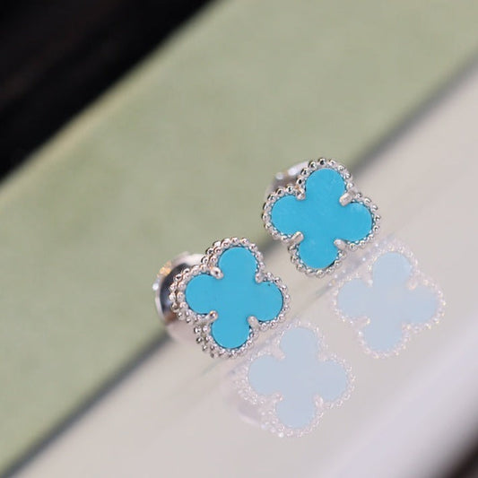 [Valéa jewellery]CLOVER MINI TURQUOISE SILVER STUD EARRINGS