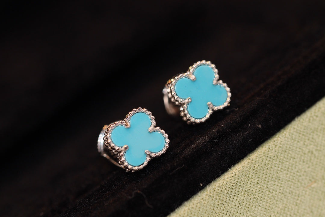 [Valéa jewellery]CLOVER MINI TURQUOISE SILVER STUD EARRINGS