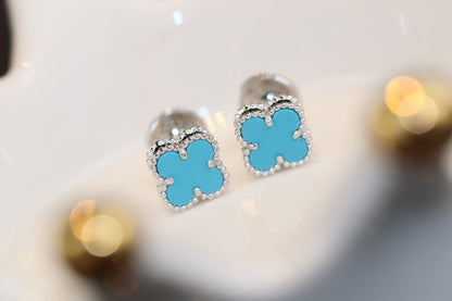 [Valéa jewellery]CLOVER MINI TURQUOISE SILVER STUD EARRINGS