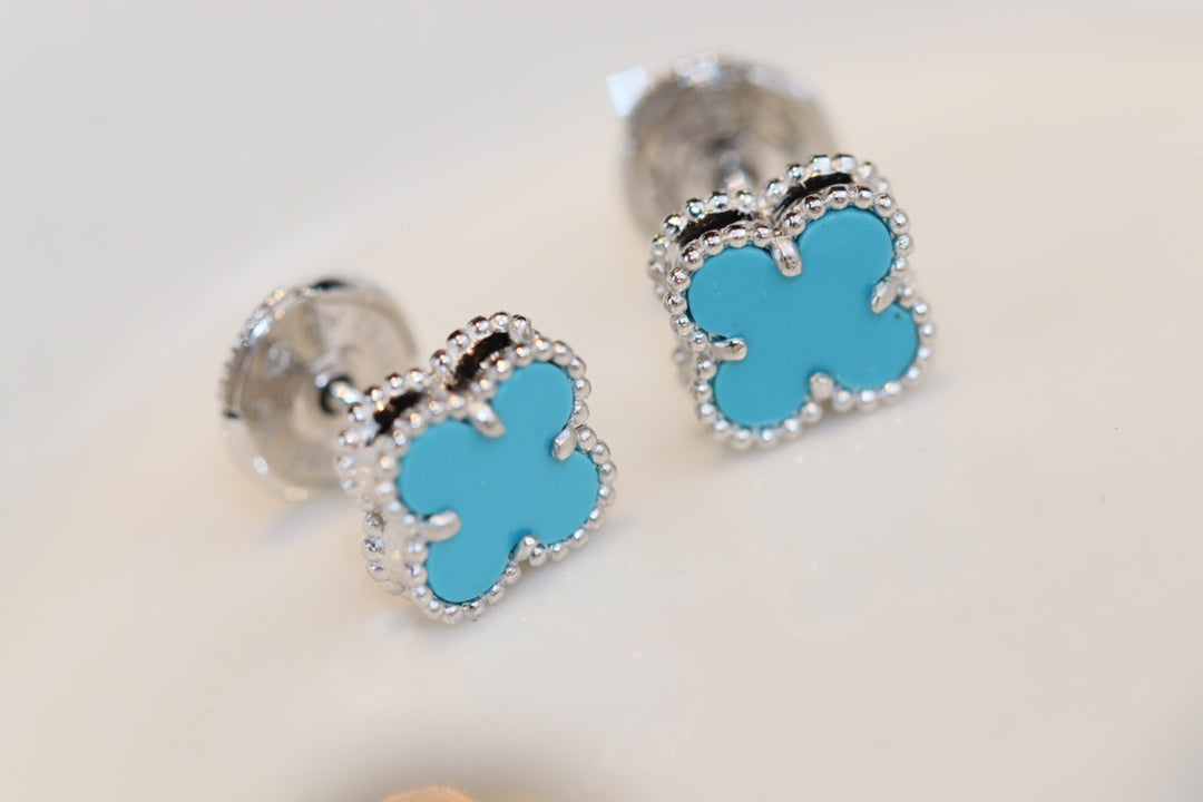 [Valéa jewellery]CLOVER MINI TURQUOISE SILVER STUD EARRINGS