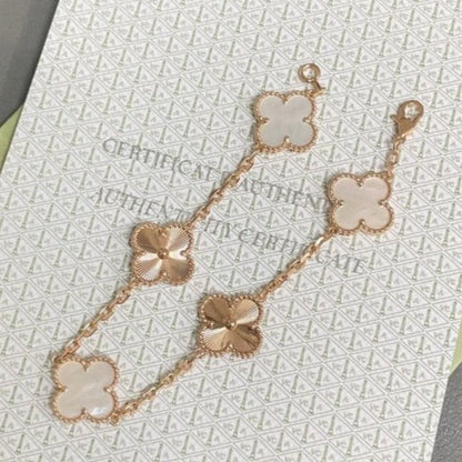 [Valéa jewellery]CLOVER BRACELET 5 MOTIF WHITE MOP PINK GOLD