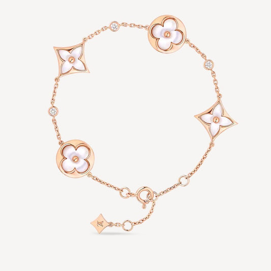 [valéa jewellery]STAR AND SUN 4 MOTIF WHITE MOP PINK GOLD BRACELET