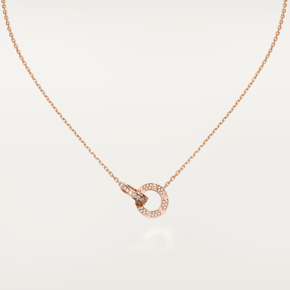 [Valéa jewellery]LOVE 7.6MM NECKLACE ROSE GOLD AND SILVER  FULL DIAMOND