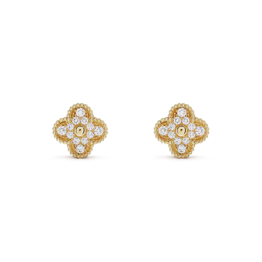 [Valéa jewellery]CLOVER MEDIUM 1 MOTIFS FUll DIAMOND EARRINGS