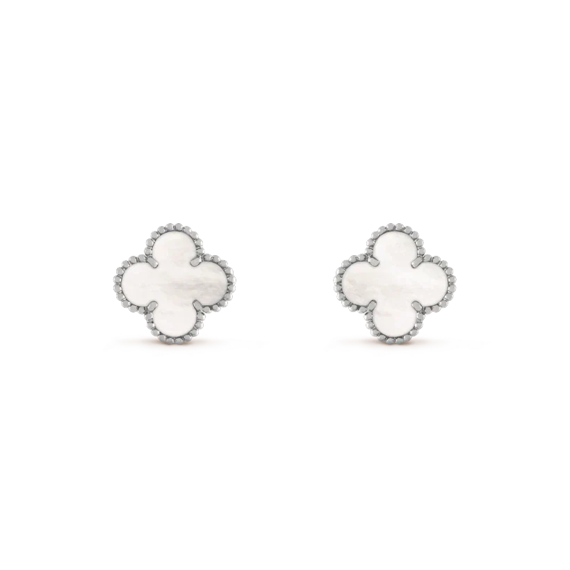 [Valéa jewellery]CLOVER MEDIUM 1 MOTIFS  WHITE MOP EARRINGS SILVER