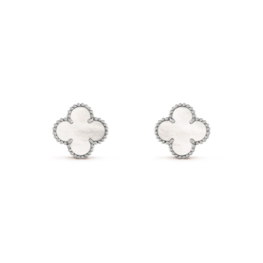 [Valéa jewellery]CLOVER MEDIUM 1 MOTIFS  WHITE MOP EARRINGS SILVER