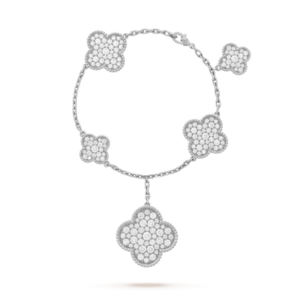 [Valéa jewellery]CLOVER 6 MOTIFS SILVER DIAMOND BRACELET