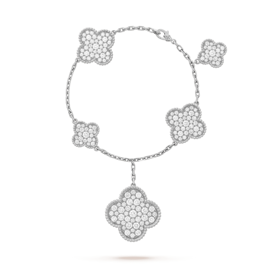 [Valéa jewellery]CLOVER 6 MOTIFS SILVER DIAMOND BRACELET