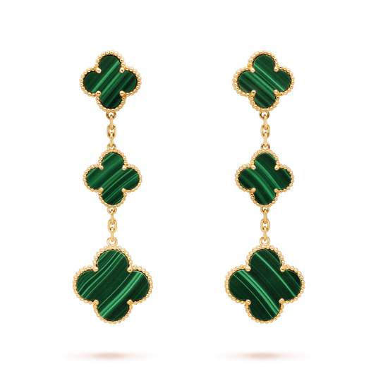 [valéa jewellery]CLOVER MALACHITE 3 MOTIFS GOLD