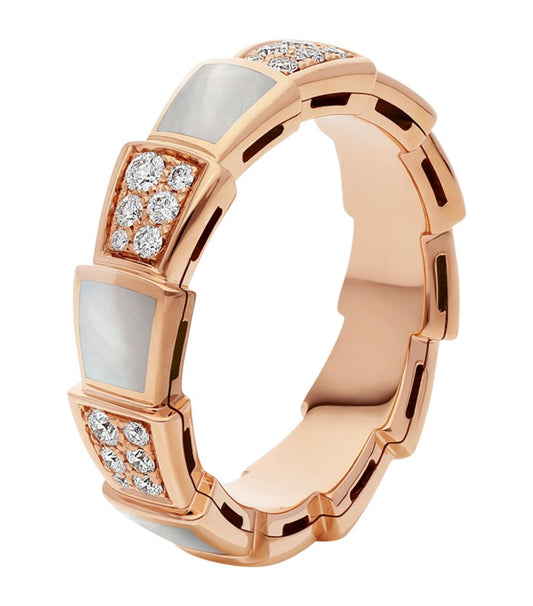 [valéa jewellery]SERPENTI RING PINK GOLD MOP DIAMOND PAVED 4MM