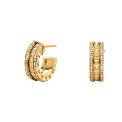 [valéa jewellery]ZERO 1 ROCK GOLD EARRINGS WITH STUDDED SPIRAL AND PAVED DIAMONDS