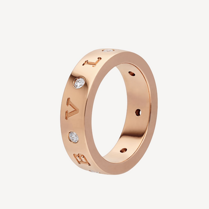 [valéa jewellery]ZERO 1 ESSENTIAL PINK GOLD BAND WITH DIAMONDS RING