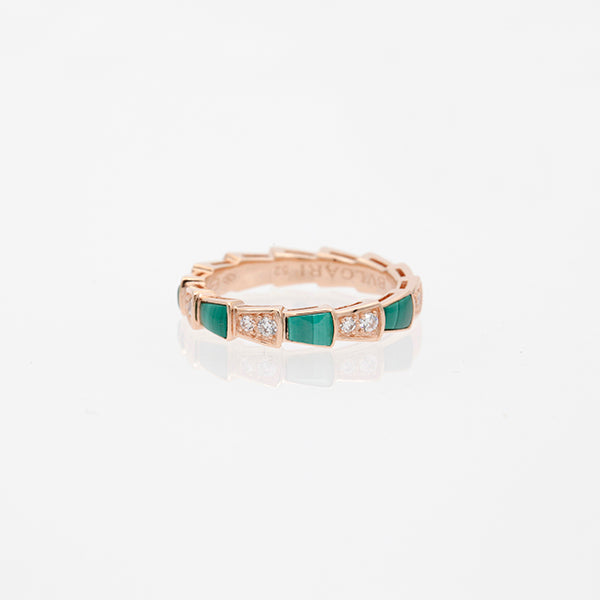 [valéa jewellery]SERPENTI RING PINK GOLD MALACHITE DIAMOND 3MM