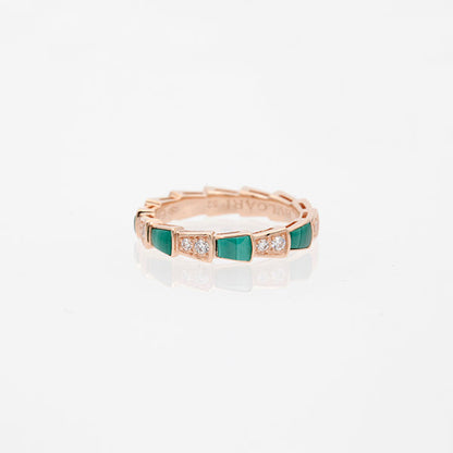 [valéa jewellery]SERPENTI RING PINK GOLD MALACHITE DIAMOND 3MM