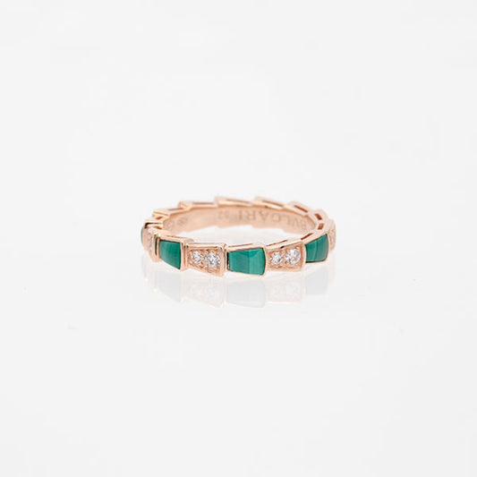 [valéa jewellery]SERPENTI RING PINK GOLD MALACHITE DIAMOND 3MM