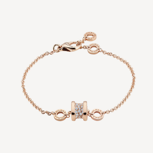 [valéa jewellery]ZERO 1 SOFT PINK GOLD WITH PAVED DIAMONDS ON THE SPIRAL BRACELET