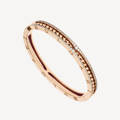 [valéa jewellery]ZERO 1 SPIRAL AND PAVED DIAMOND PINK GOLD BRACELET