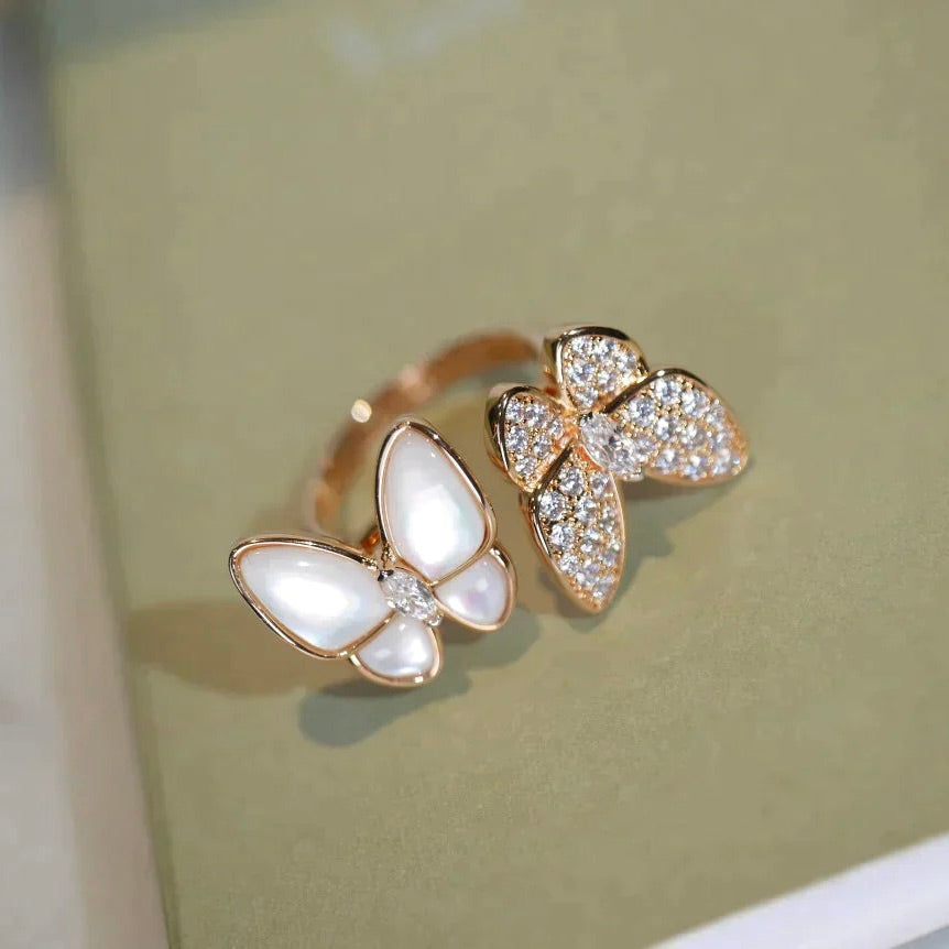 [valéa jewellery]TWIN BUTTERFLY DIAMOND MOP RING