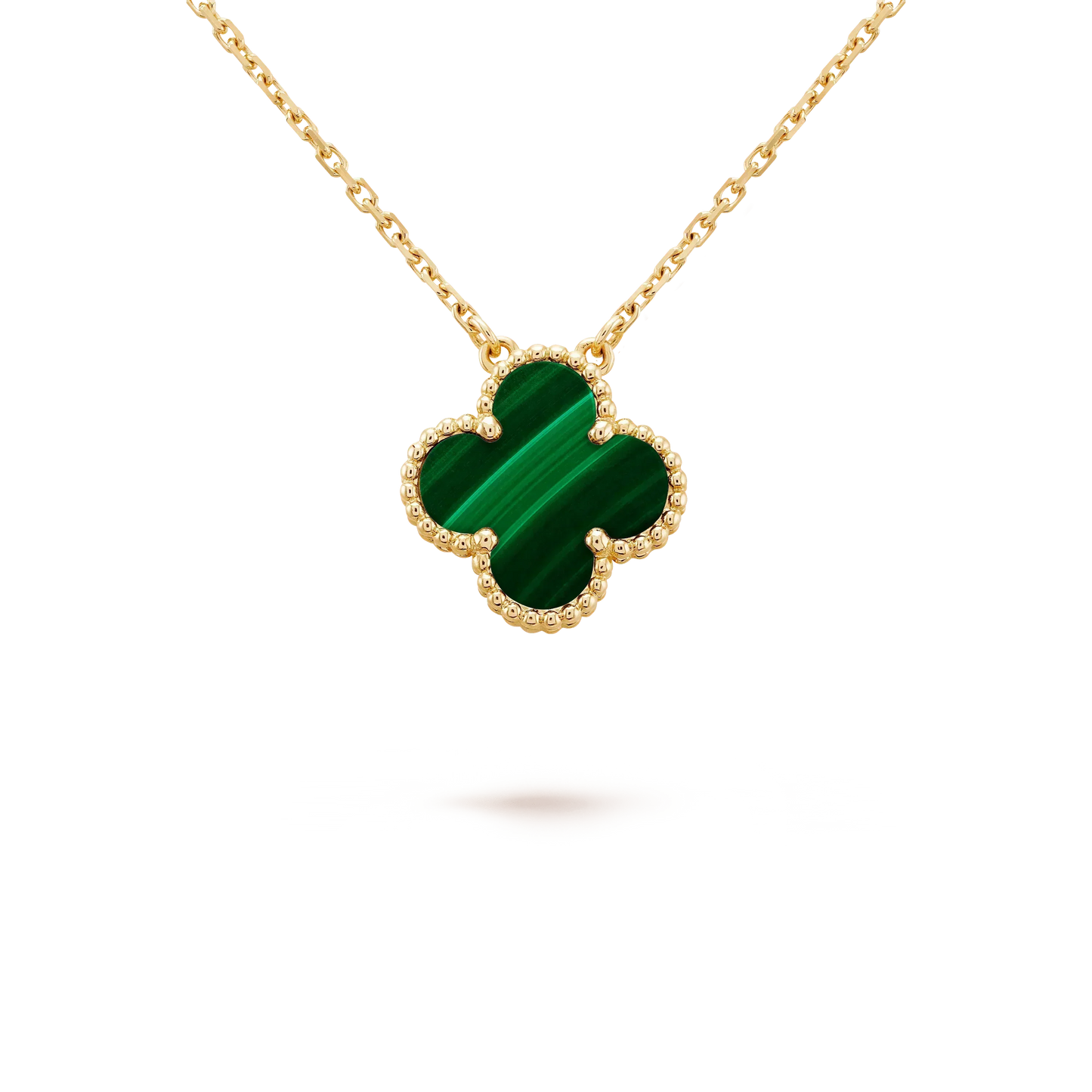 [Valéa jewellery]CLOVER 15MM MALACHITE SINGLE FLOWER  NECKLACE