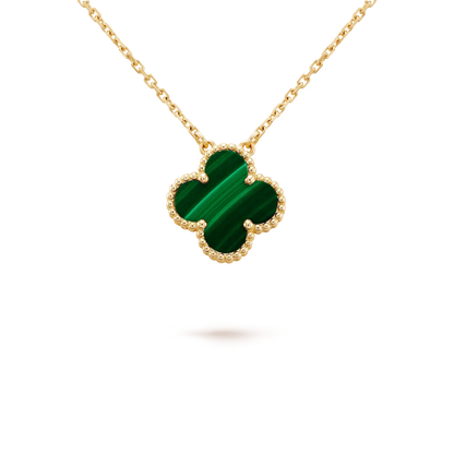 [Valéa jewellery]CLOVER 15MM MALACHITE SINGLE FLOWER  NECKLACE