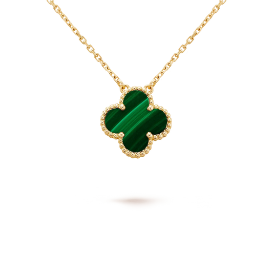 [Valéa jewellery]CLOVER 15MM MALACHITE SINGLE FLOWER  NECKLACE