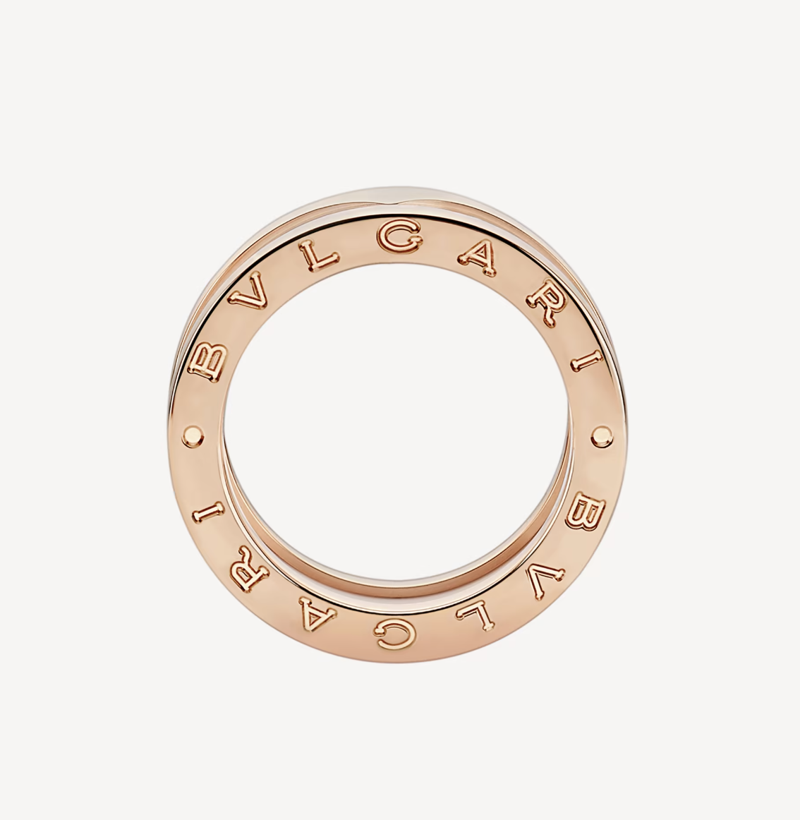 [valéa jewellery]ZERO 1 TWO-BAND LOOPS AND WHITE CERAMIC SPIRAL PINK GOLD RING