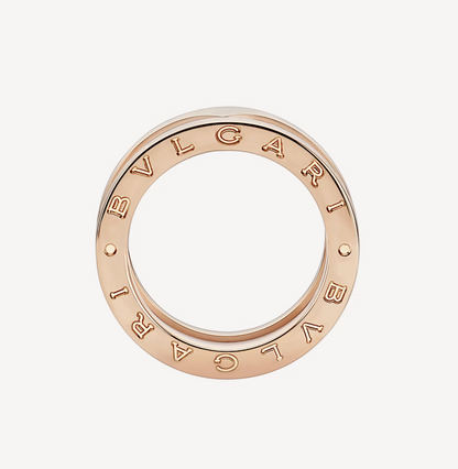 [valéa jewellery]ZERO 1 TWO-BAND LOOPS AND WHITE CERAMIC SPIRAL PINK GOLD RING