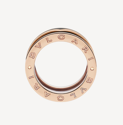 [valéa jewellery]ZERO 1 TWO-BAND WITH MATTE BLACK CERAMIC PINK GOLD RING