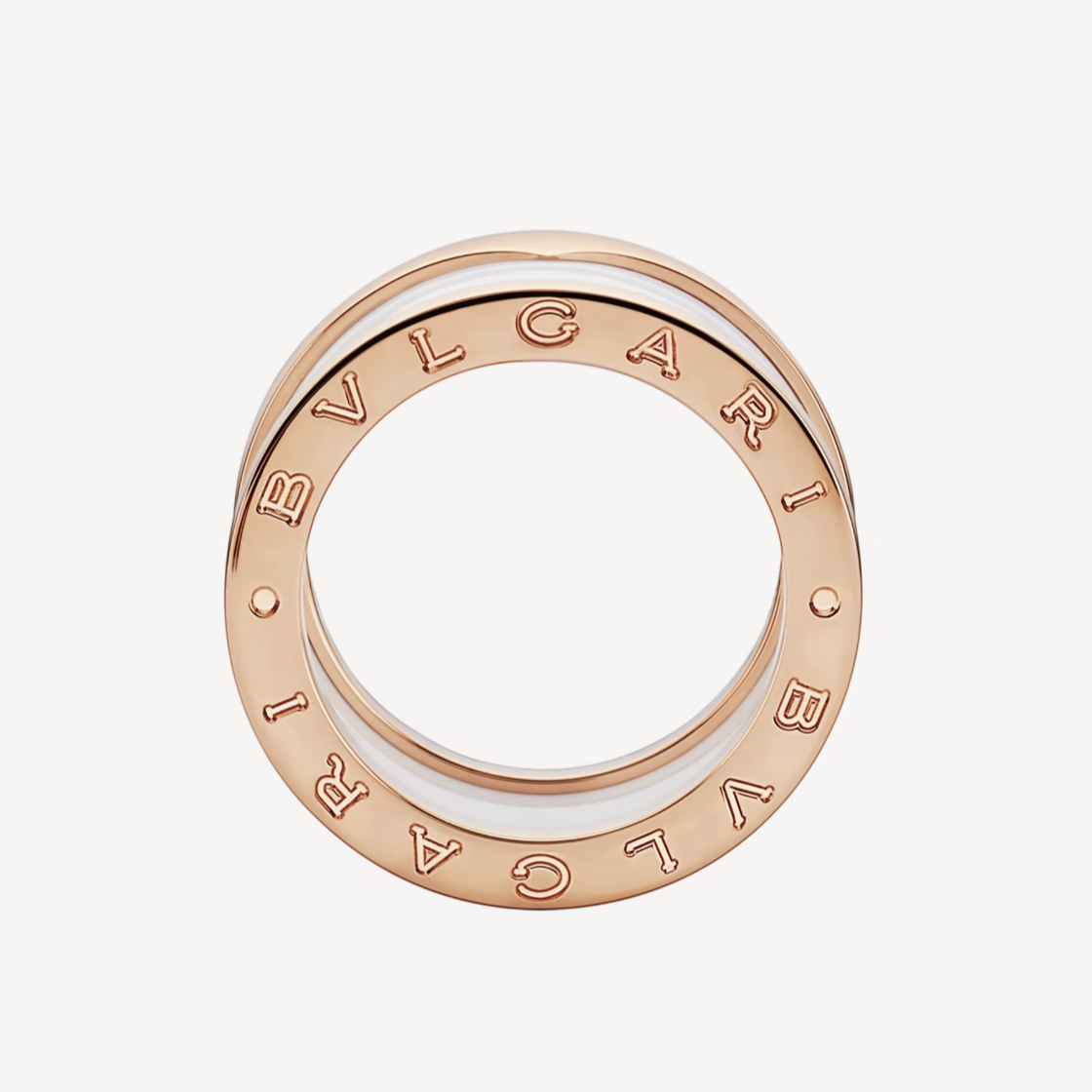 [valéa jewellery]ZERO 1 FOUR-BAND LOOPS AND WHITE CERAMIC SPIRAL PINK GOLD RING