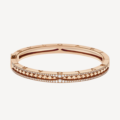 [valéa jewellery]ZERO 1 SPIRAL AND PAVED DIAMOND PINK GOLD BRACELET