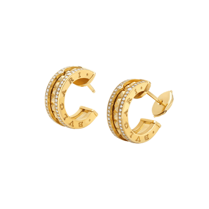 [valéa jewellery]ZERO 1 ROCK GOLD EARRINGS WITH STUDDED SPIRAL AND PAVED DIAMONDS