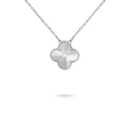 [Valéa jewellery]CLOVER  15MM DIAMOND LASER NECKLACE SILVER