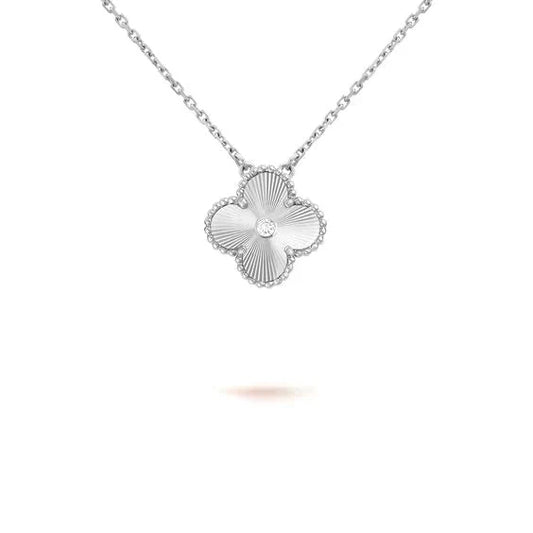 [Valéa jewellery]CLOVER  15MM DIAMOND LASER NECKLACE SILVER