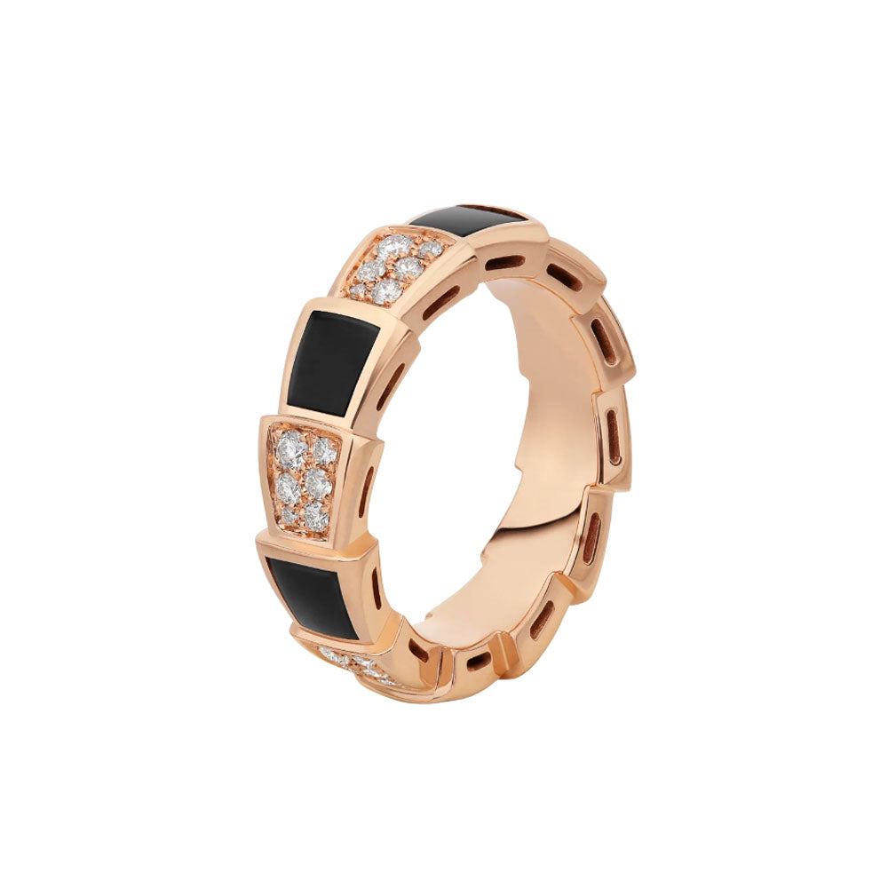 [valéa jewellery]SERPENTI RING PINK GOLD BLACK MOP DIAMOND PAVED 4MM