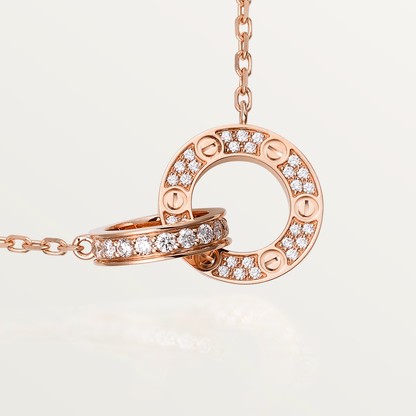 [Valéa jewellery]LOVE 7.6MM NECKLACE ROSE GOLD AND SILVER  FULL DIAMOND