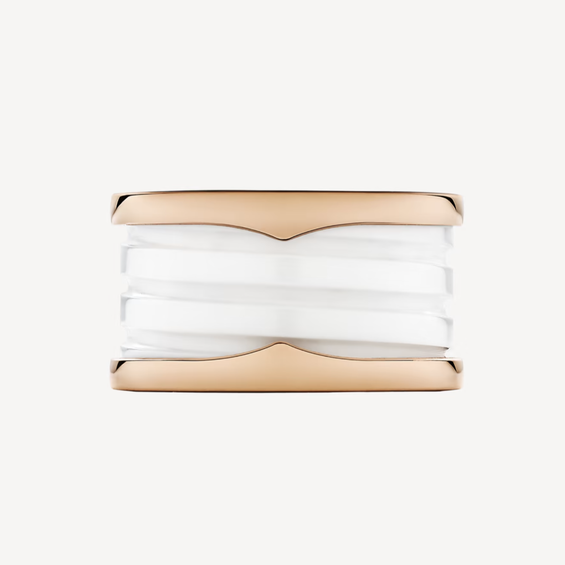 [valéa jewellery]ZERO 1 FOUR-BAND LOOPS AND WHITE CERAMIC SPIRAL PINK GOLD RING