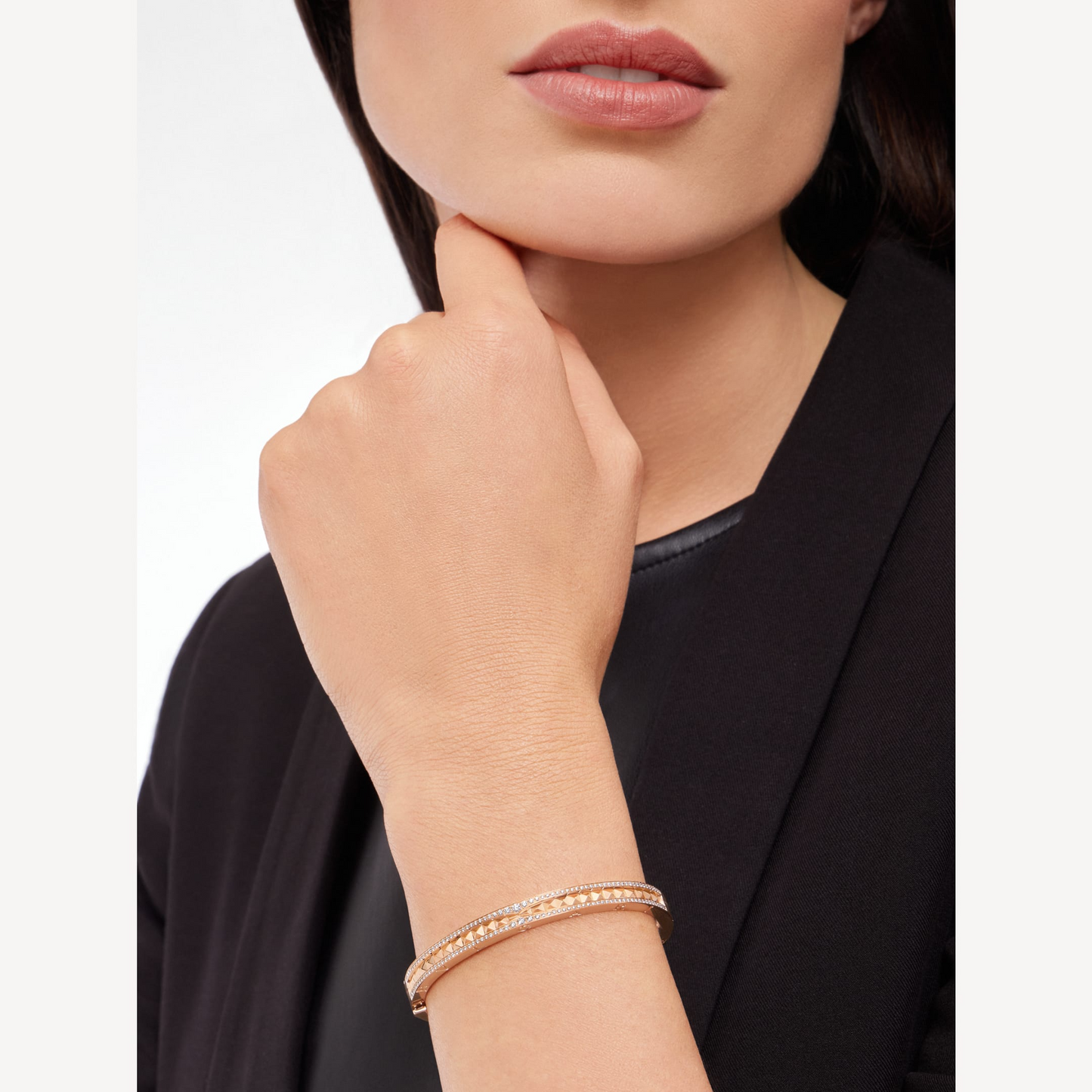 [valéa jewellery]ZERO 1 SPIRAL AND PAVED DIAMOND PINK GOLD BRACELET