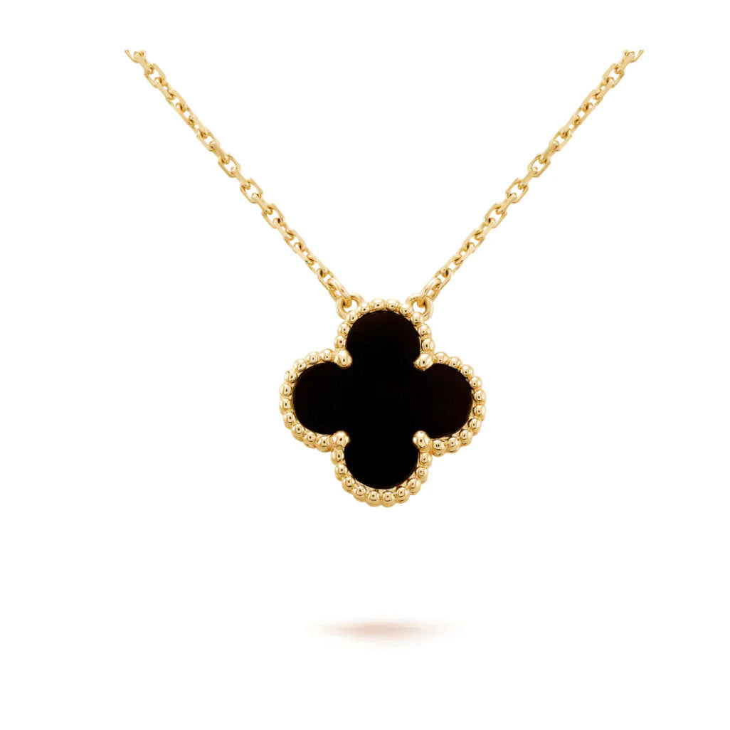 [Valéa jewellery]CLOVER 15MM BLACK ONYX SINGLE FLOWER NECKLACE