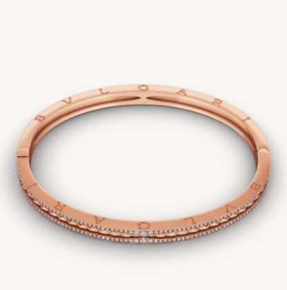 [valéa jewellery]ZERO 1 SPIRAL AND PAVED DIAMOND PINK GOLD BRACELET