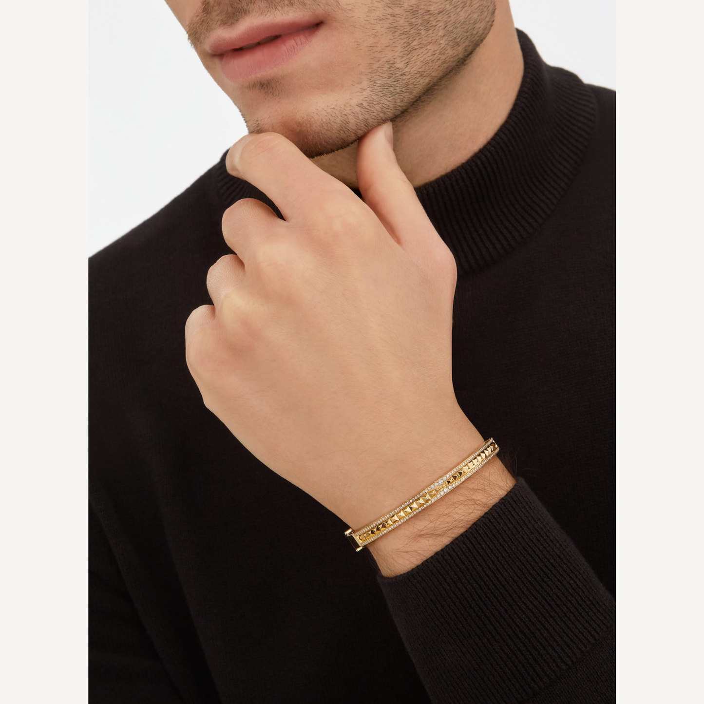 [valéa jewellery]ZERO 1 SPIRAL AND PAVED DIAMOND GOLD BRACELET