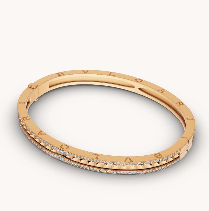 [valéa jewellery]ZERO 1 SPIRAL AND PAVED DIAMOND GOLD BRACELET