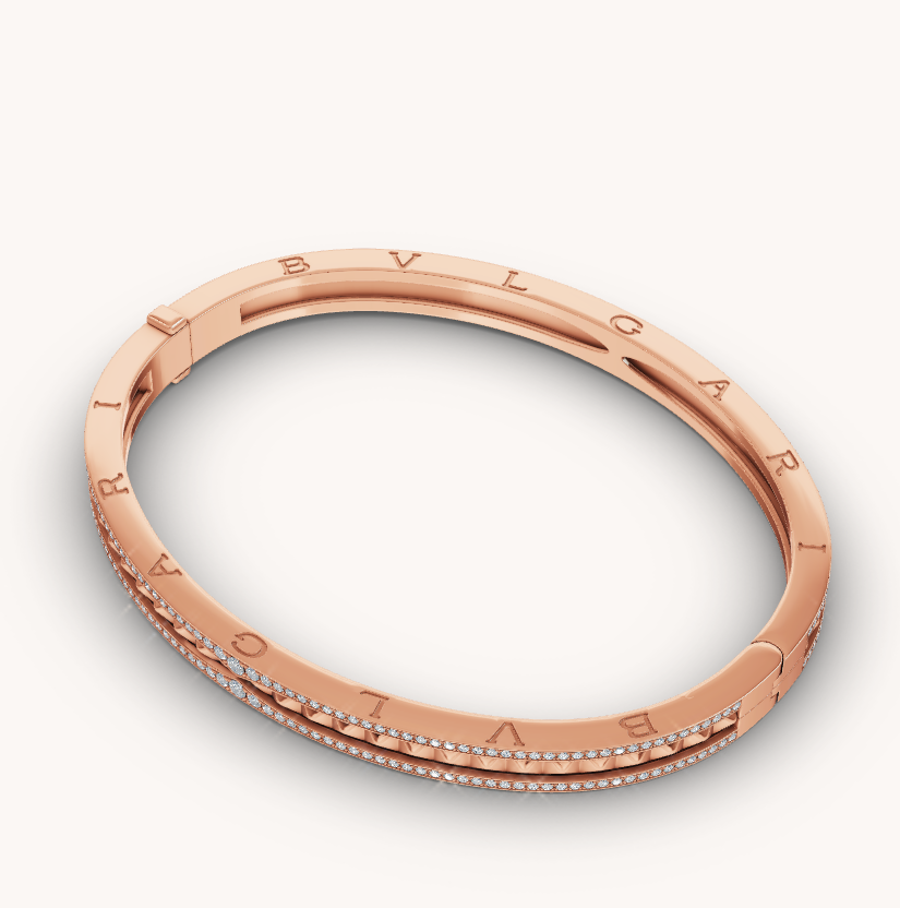 [valéa jewellery]ZERO 1 SPIRAL AND PAVED DIAMOND PINK GOLD BRACELET