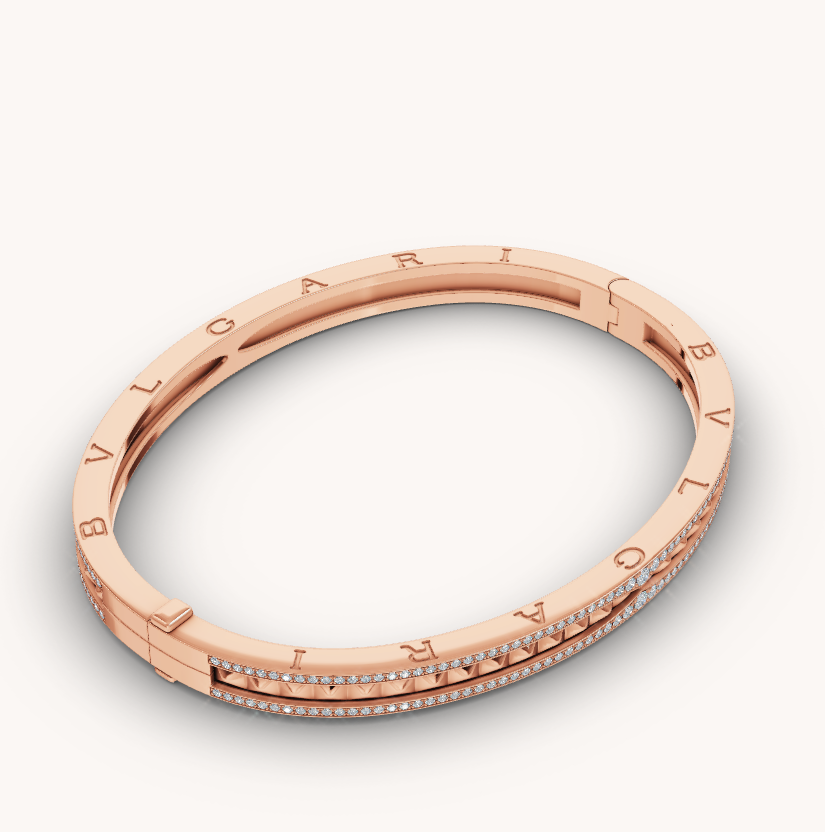 [valéa jewellery]ZERO 1 SPIRAL AND PAVED DIAMOND PINK GOLD BRACELET